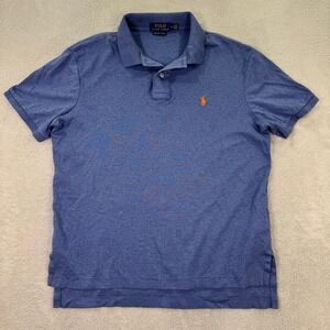 Polo Ralph Lauren‎ Mens Medium Blue Pima Soft Touch Short Sleeve Polo Shirt EUC